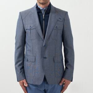 Circle of Gentlemen Medwyn Blazer Blue Removable Faux Jacket 56 EU 48" Chest